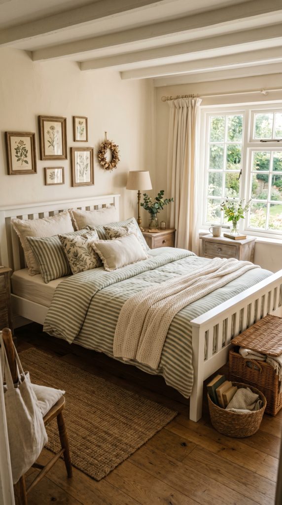Cozy cottage style bedroom featuring sage 202605311826