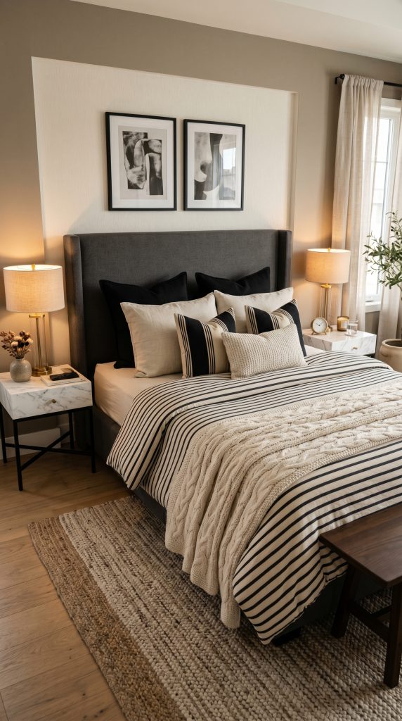 Elegant bedroom showcasing black and 202605311821