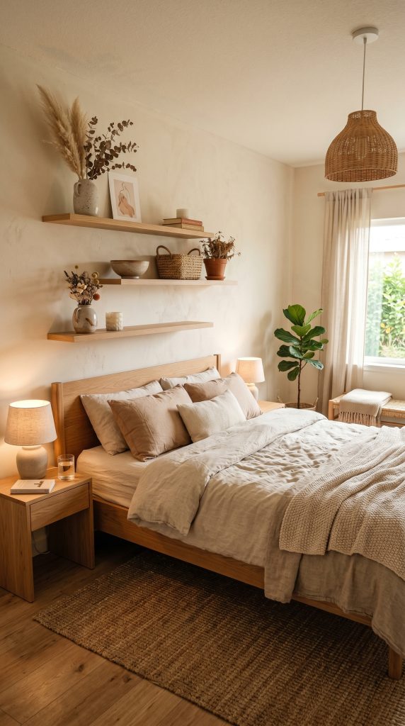 Cozy bedroom featuring floating oak 202606021042