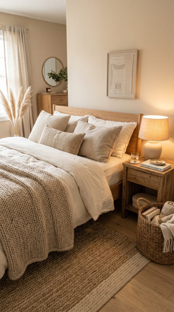 Cozy neutral bedroom featuring cream 202606011651