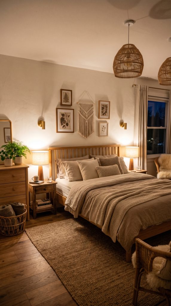 Cozy organic bedroom featuring layered 202606021059