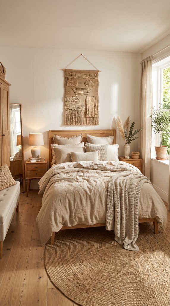 Elegant bedroom featuring layered textured 202606041725