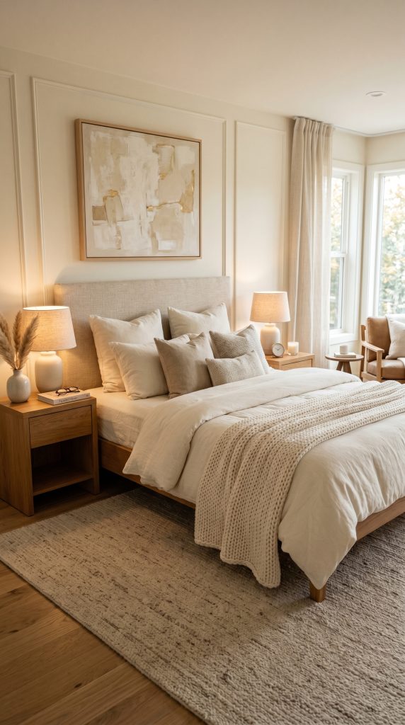 Luxurious neutral bedroom featuring cream 202606011700