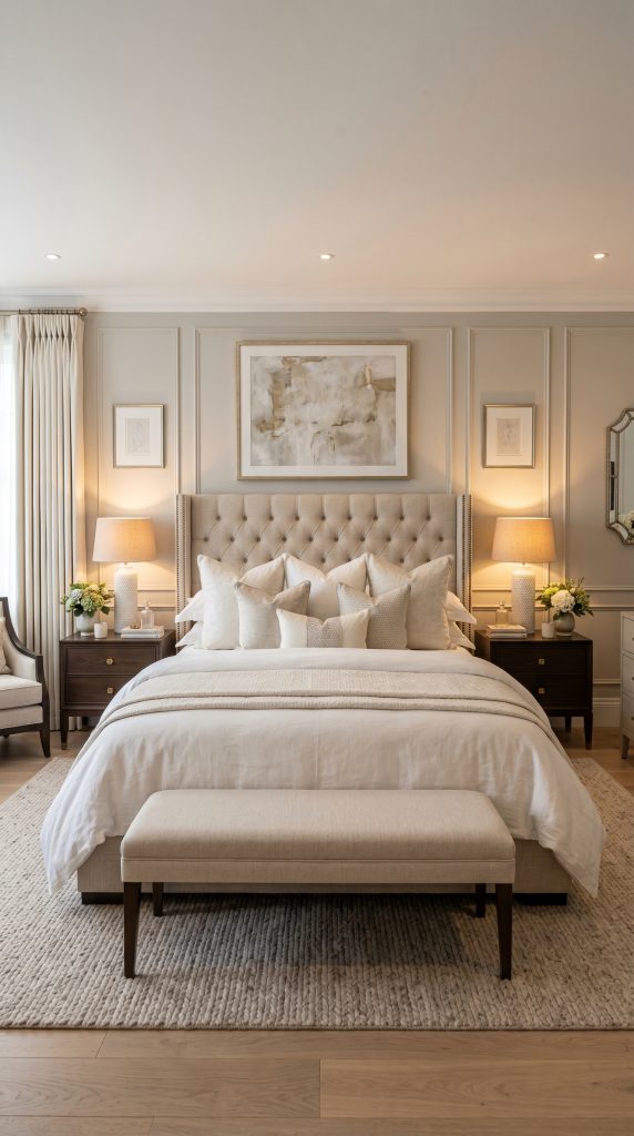 Luxury neutral bedroom featuring layered 202606011705
