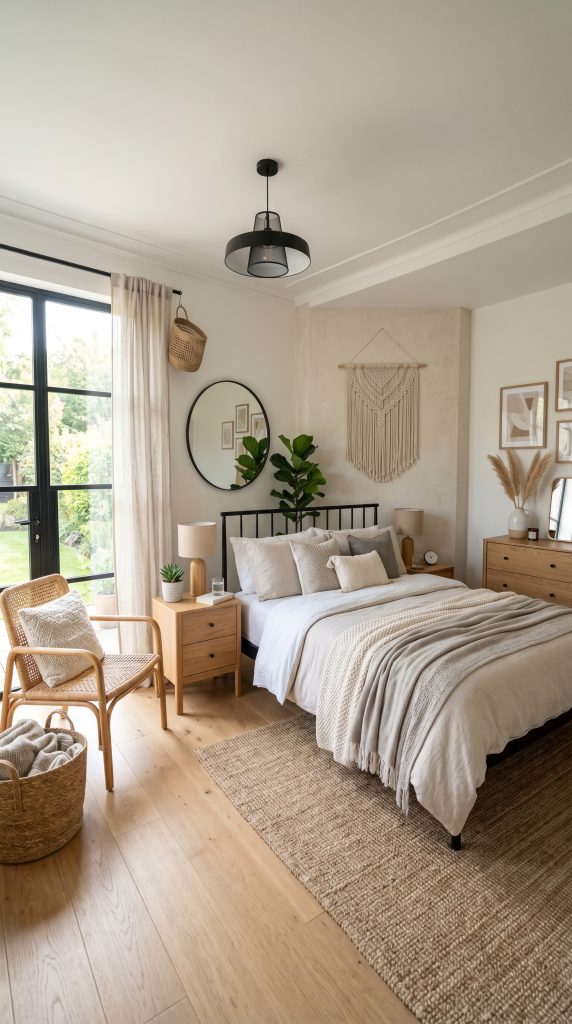Modern bedroom featuring black metal 202606041647