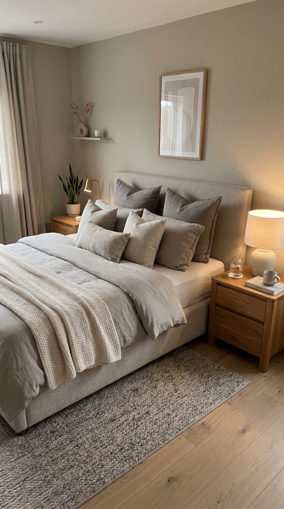 Modern neutral bedroom featuring greige 202606011644