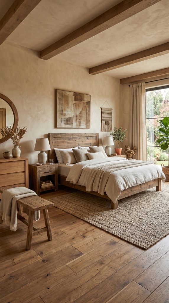 Organic bedroom featuring reclaimed wood 202606021100