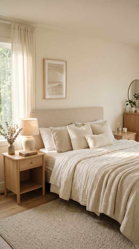 Serene neutral bedroom featuring layered 202606011647