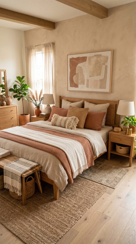 Warm neutral bedroom featuring beige 202606011640