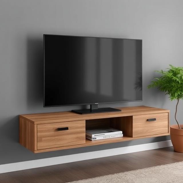 TV Stand: The Ideal Combination of Design and Utility 3 Wall-mounted floating TV stand with hidden cable management