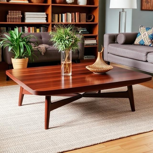 Different Types of Coffee Tables: Complete Guide to Choosing the Perfect Coffee Table 15 Mid-century modern coffee table with tapered wooden legs and a sleek minimalist design for a stylish contemporary living room.