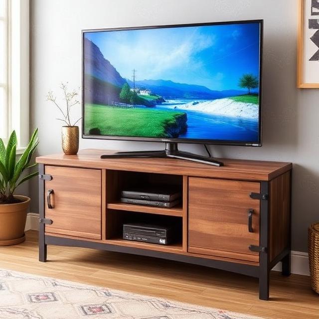 TV Stand: The Ideal Combination of Design and Utility 7 Rustic farmhouse TV stand with sliding barn doors