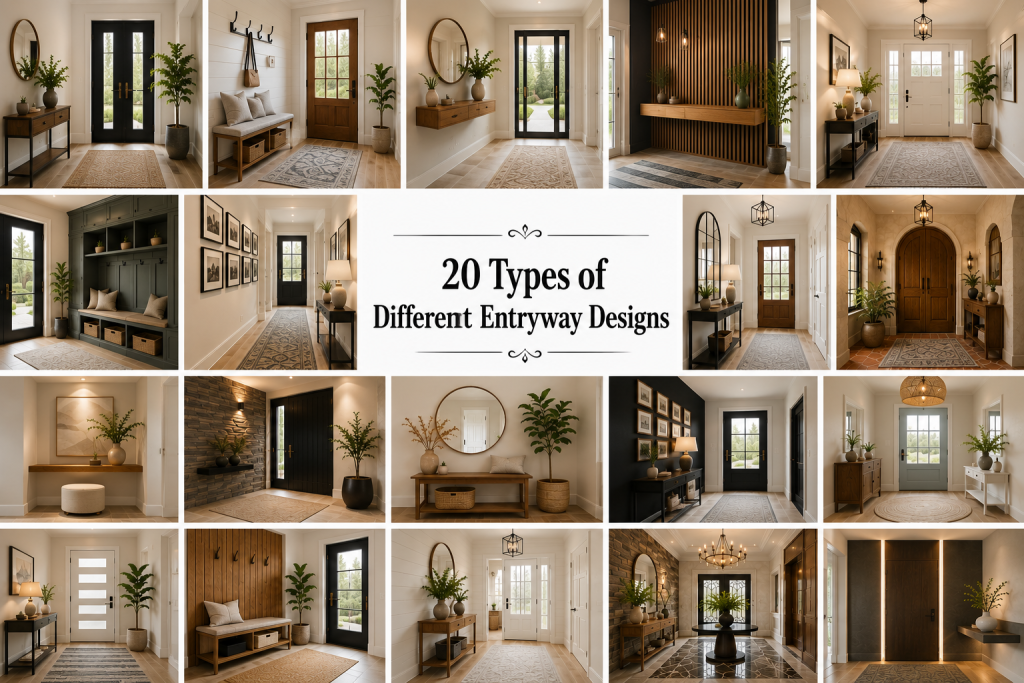Modern Entryway Design Ideas featuring 20 stylish entryway styles for contemporary homes with elegant furniture, lighting, storage, and décor.