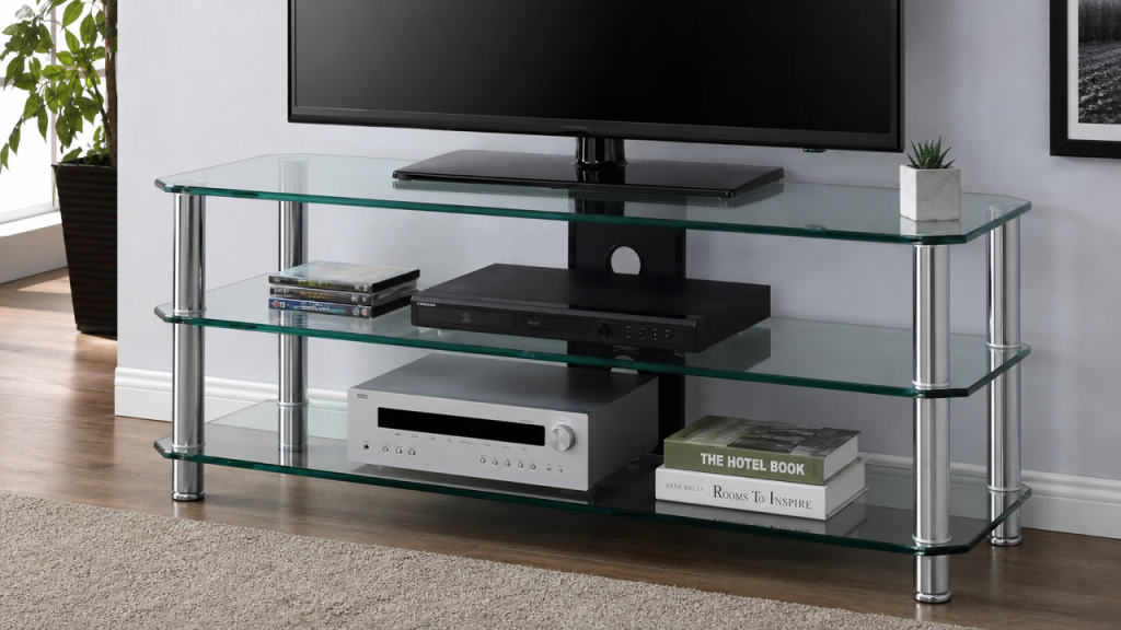 TV Stand: The Ideal Combination of Design and Utility 10 Elegant tempered glass TV stand for modern homes