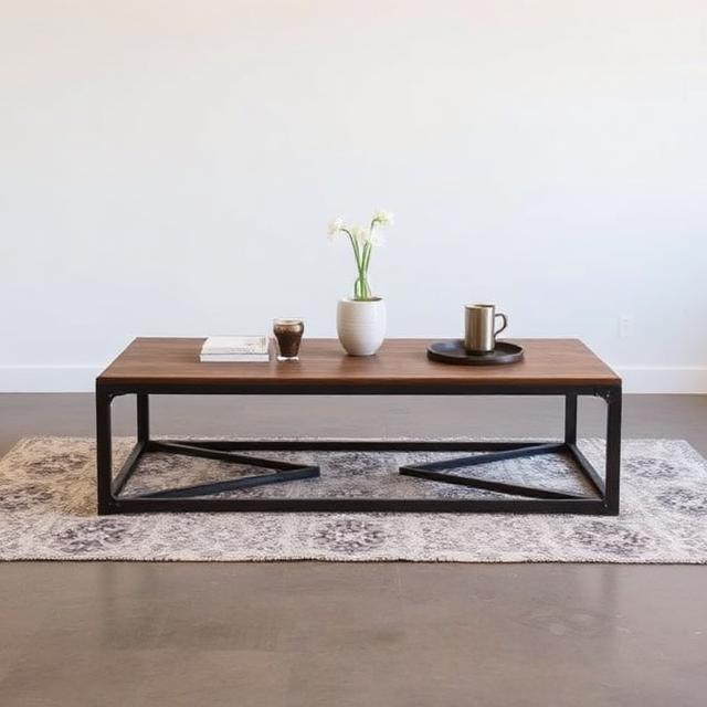 Different Types of Coffee Tables: Complete Guide to Choosing the Perfect Coffee Table 10 Industrial coffee table with a reclaimed wood top and black metal frame, creating a rustic urban style in a modern living room.