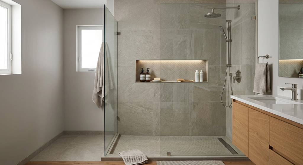 walk in shower ideas with built in shower niche