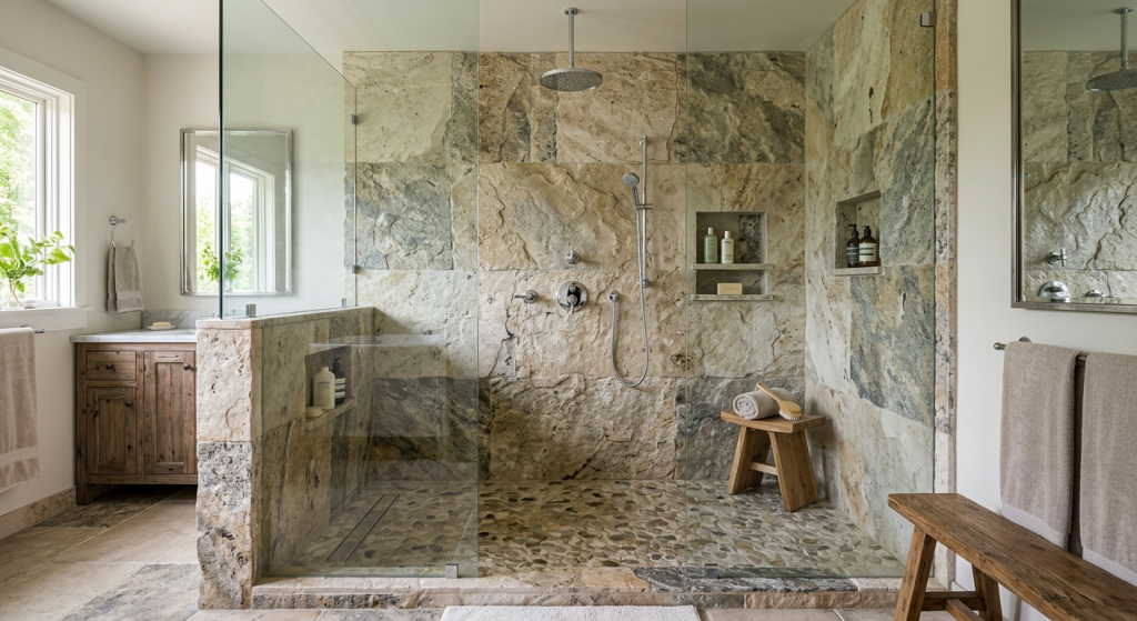 natural stone walk in shower ideas for a luxury bathroom