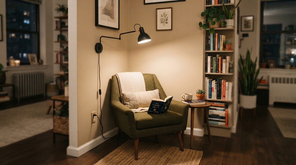 Reading corner lighting ideas using compact fixtures for small spaces and cozy reading nooks