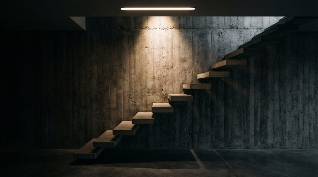 Concrete staircase with light beam 20260912214733