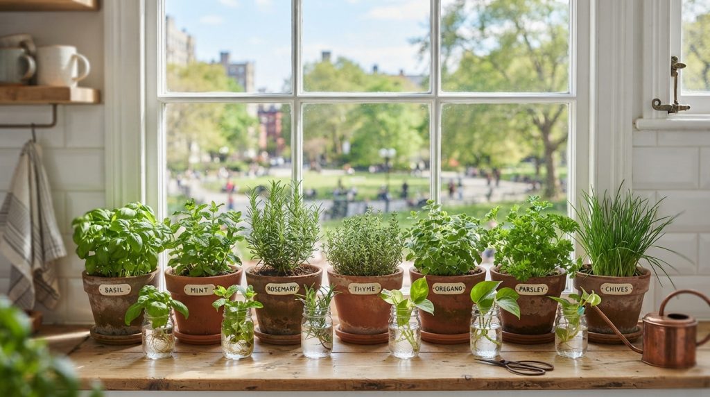 Indoor plant decor ideas with a green windowsill garden