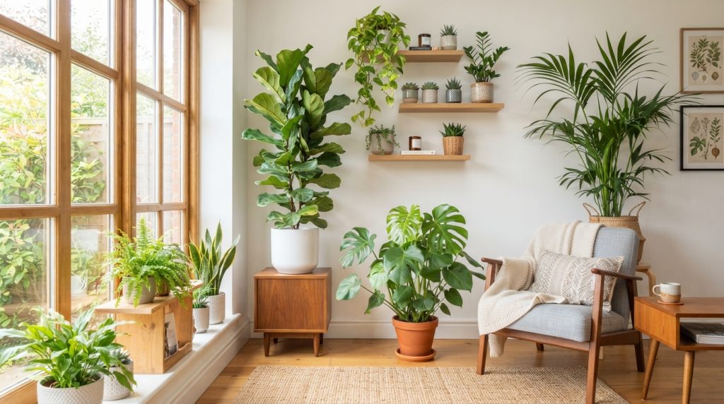 Indoor plant decor ideas for a stylish living room plant corner