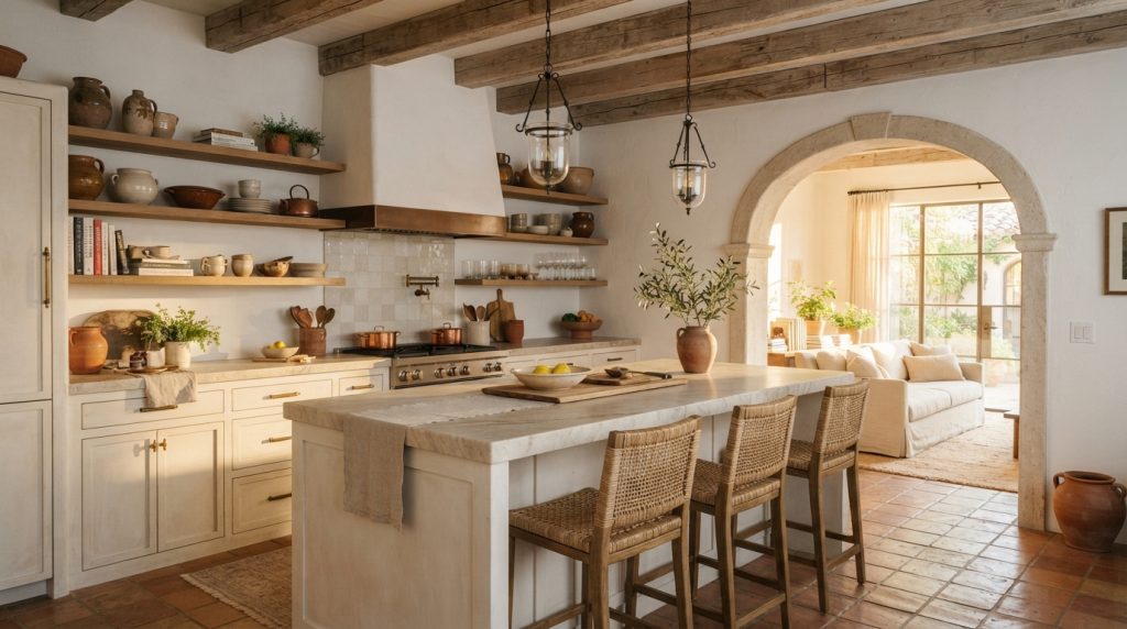Mediterranean Open Kitchen Design