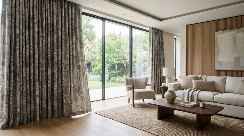 20 Bedroom Curtain Ideas for Modern Interiors 9 Patterned curtains adding visual interest to a modern bedroom