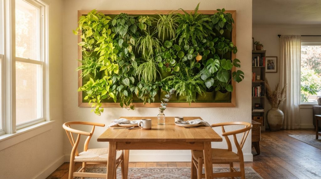 Indoor plant decor ideas featuring a stylish indoor plant wall