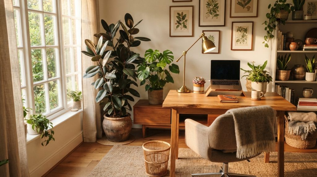 Indoor plant decor ideas for a stylish home office