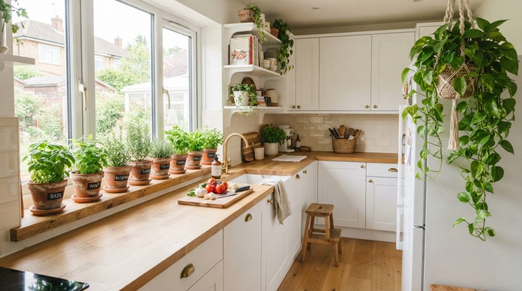 Indoor plant decor ideas for a fresh modern kitchen