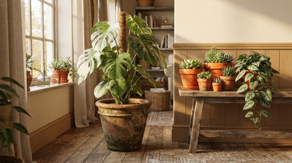 Indoor plant decor ideas with terracotta plant pots