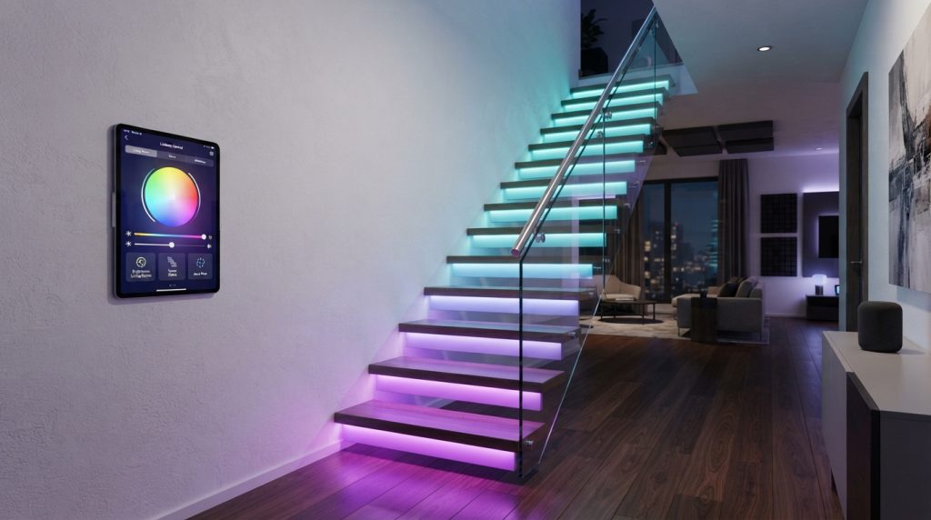 Stairs with LED lighting strips 20260912220405