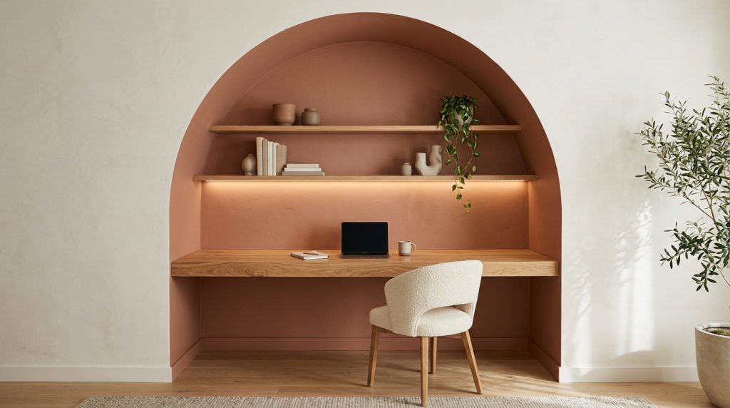 Arched workspace nook with desk 20261009025943