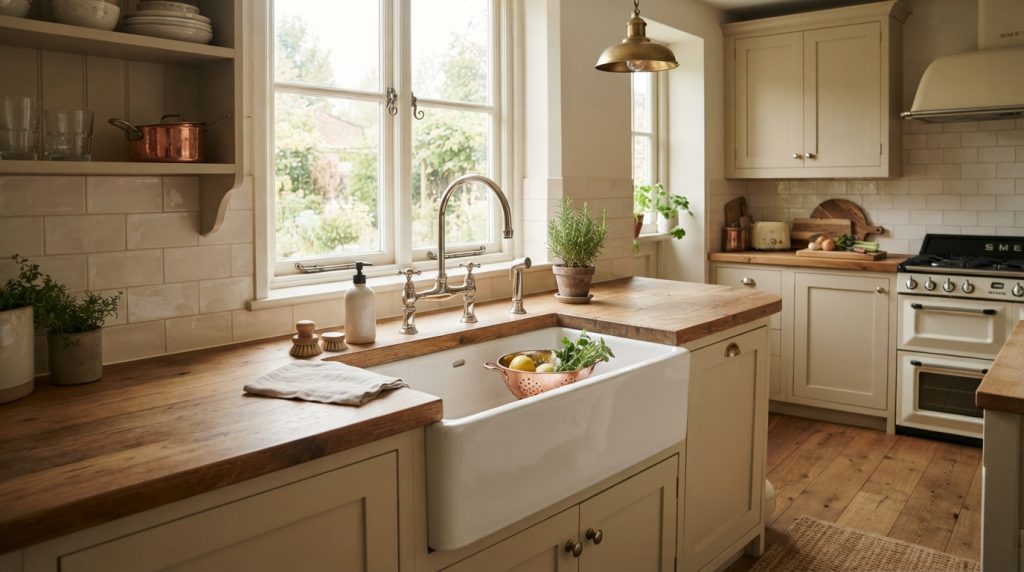 Deep-basin kitchen sink design with modern pull-down faucet